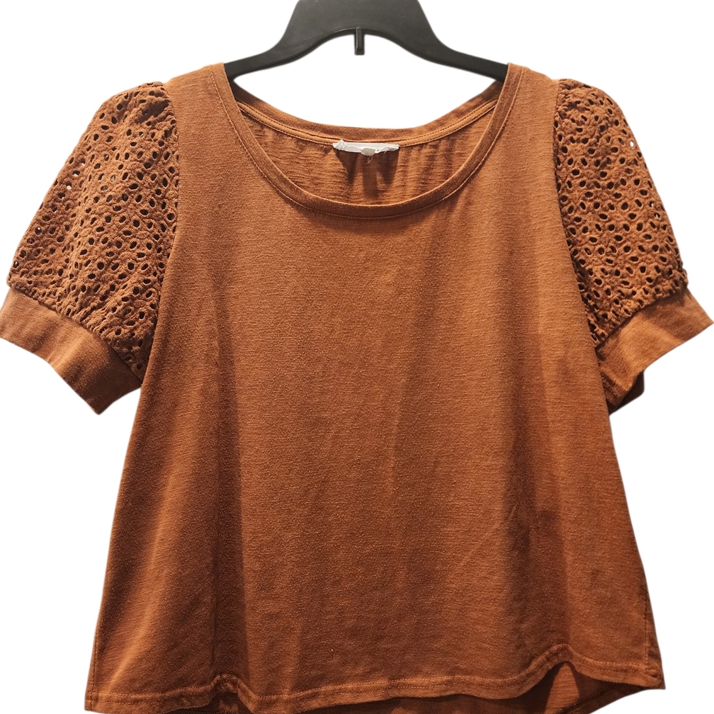 Jane and Delancey Rust Eyelet Sleeve Blouse